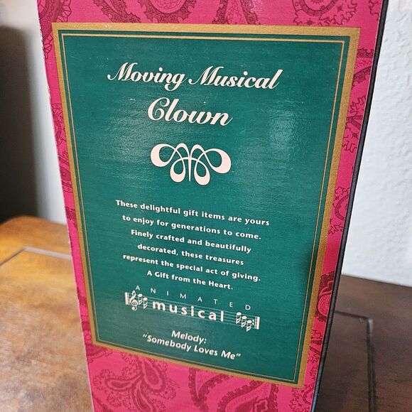 Vintage Wind Up Musical Moving Porcelain 12" Clown Doll in box pre-owned - Picture 5 of 5